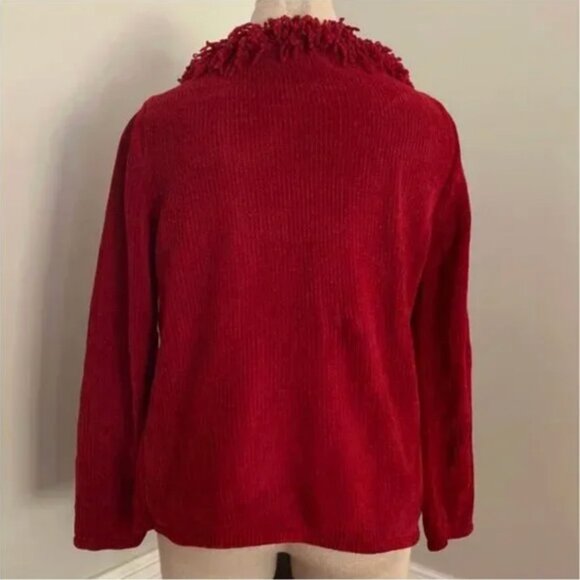 Designers Originals Studio Chenille Long Sleeve Sweater Fringe Collar Size Small - Picture 2 of 7